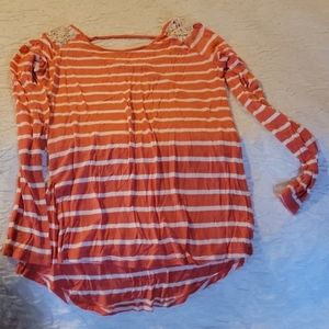 Hippie Rose Stripped shirt with lace detail 3 for $12